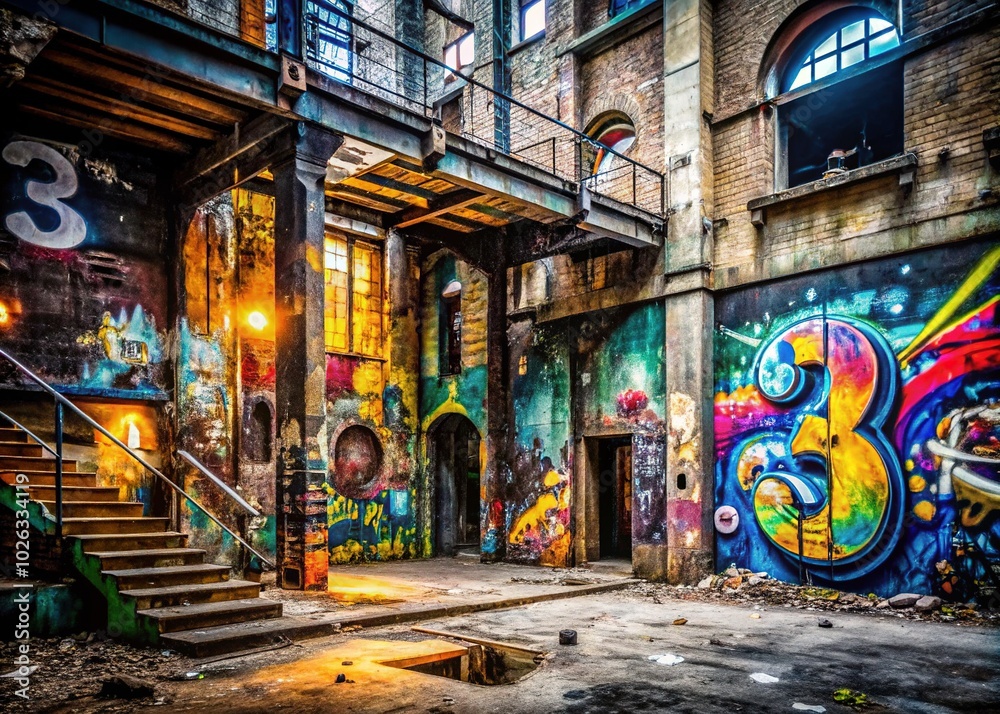 Naklejka premium Urban Exploration with 123 Iconic Numbers in Creative Spaces for Photography