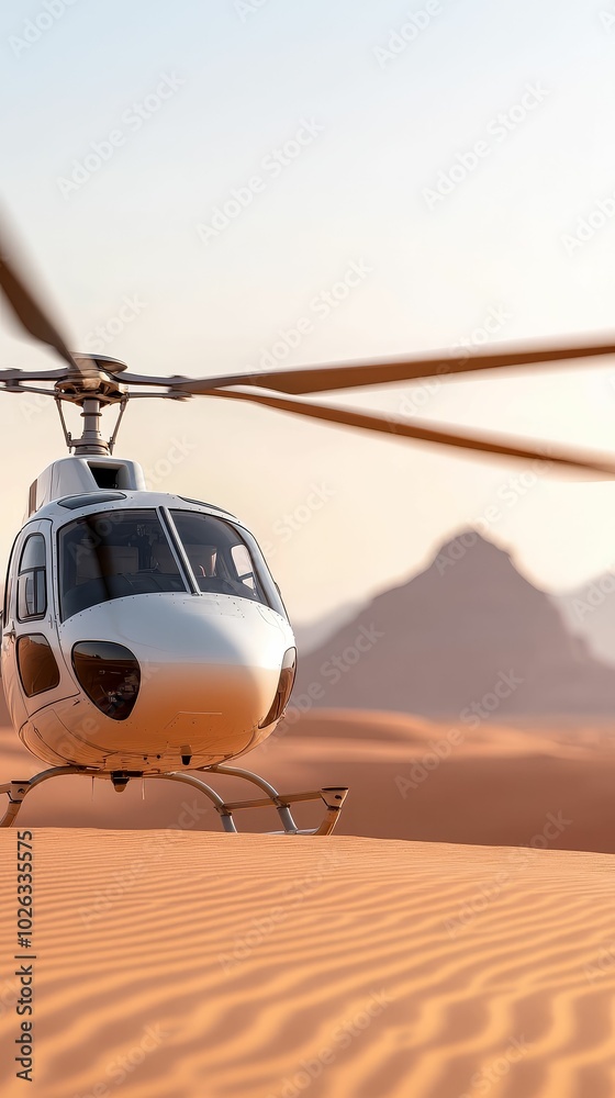 Private helicopter tour over a vast desert, offering both exploration and unparalleled luxury