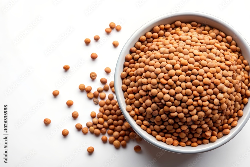 Uncooked brown lentils grains background Uncooked brown lentils grains background