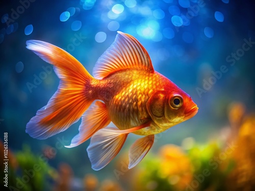 Elegant Goldfish Silhouette Against Vibrant Background for Aquatic Themes and Nature-Inspired Designs