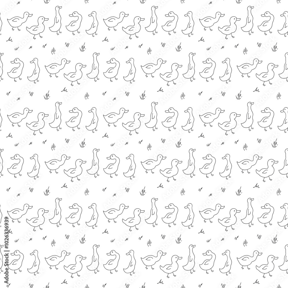 Cute Cartoon Duck Seamless Pattern, Vector Illustration Background Cute Cartoon Duck Seamless Pattern, Vector Illustration Background
