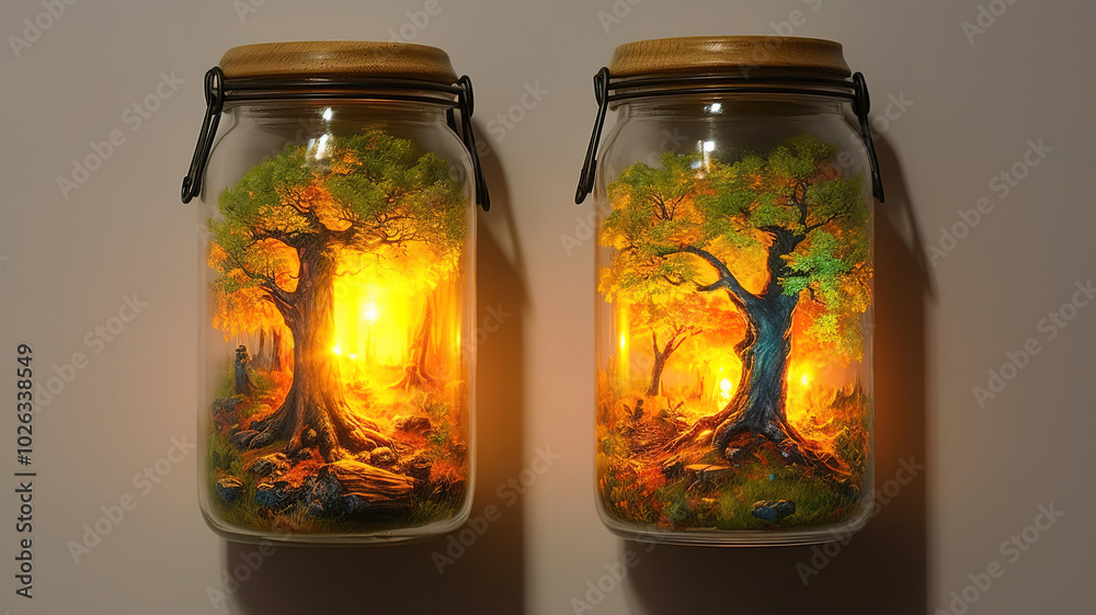 Enchanted Tree Lanterns with Candles Casting a Warm Glow Enchanted Tree Lanterns with Candles Casting a Warm Glow