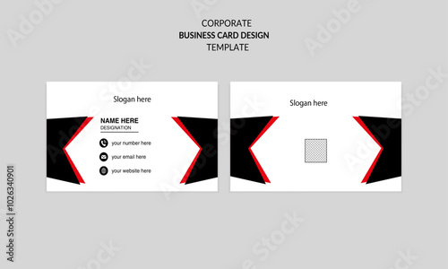 awesome modern clean corporate business card, name card and visiting card design template with black and red color.