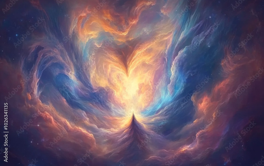 Obraz premium Massive Galactic View Featuring Swirling Stars and Cosmic Debris, Ideal Illustrations or Background Images for Science Fiction Works