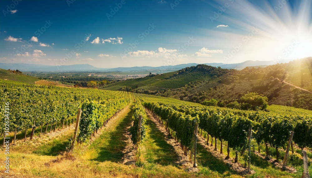 Fototapeta premium beautiful sunny vineyards landscape
