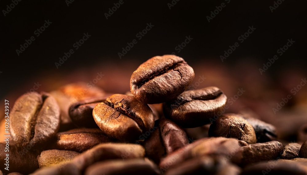Fototapeta premium coffee beans closeup on dark background