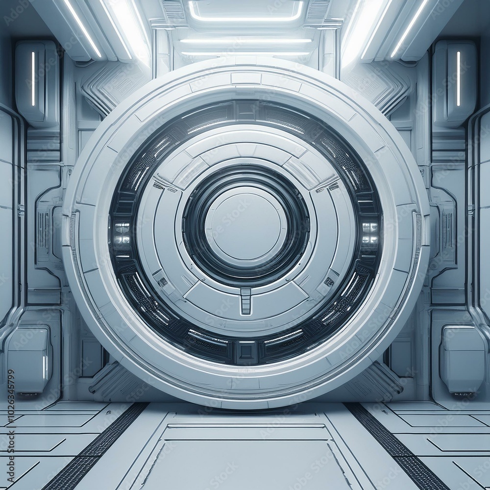 Fototapeta premium futuristic 3d render hi tech background with white science fiction panels