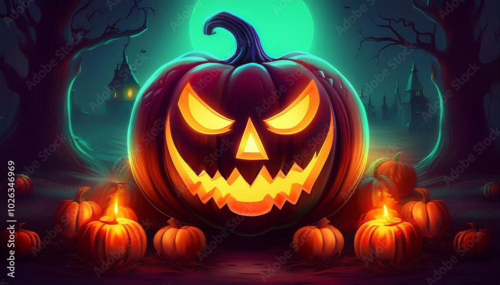 holiday background with glowing halloween pumpkin jack o lantern holiday background with glowing halloween pumpkin jack o lantern