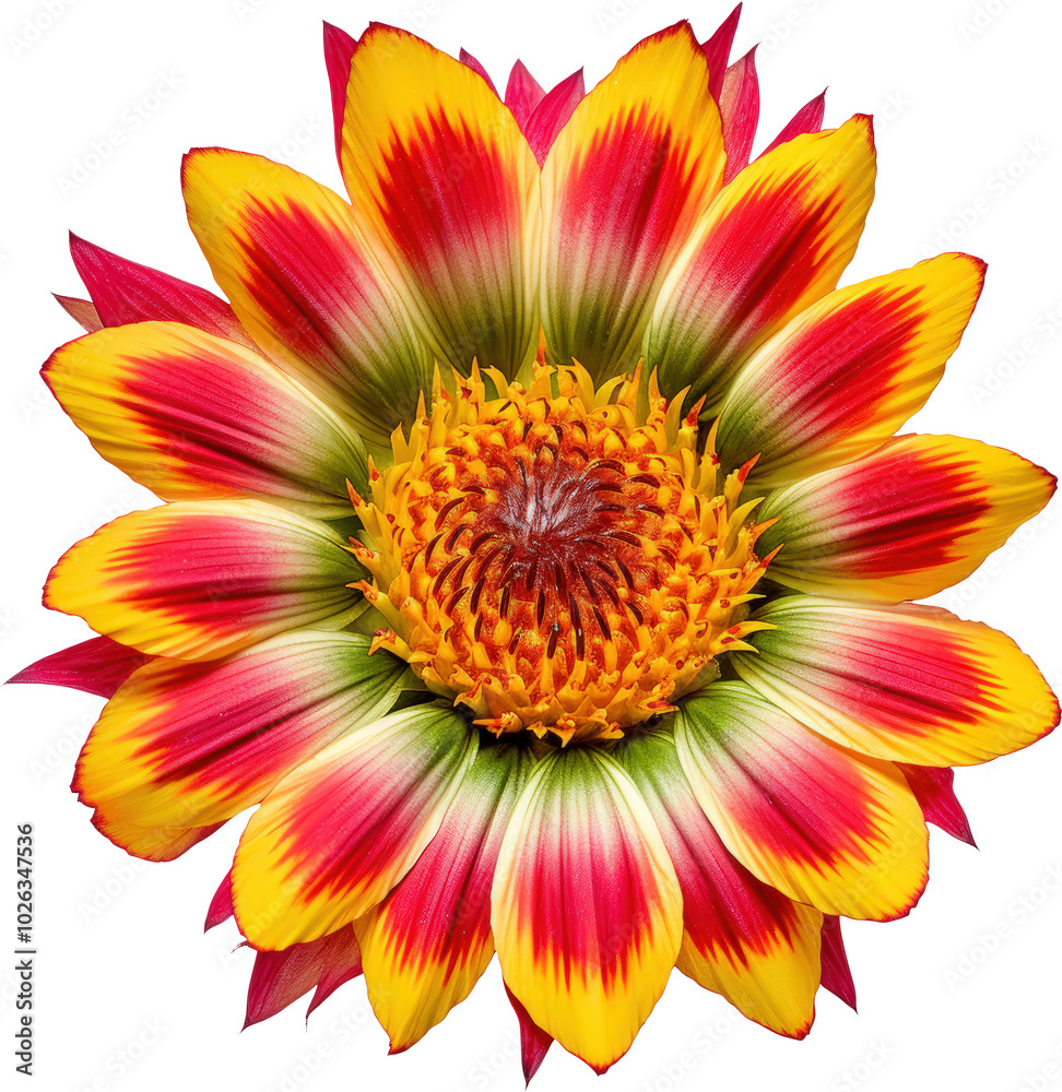 Vibrant flower with red, yellow, and green hues Vibrant flower with red, yellow, and green hues