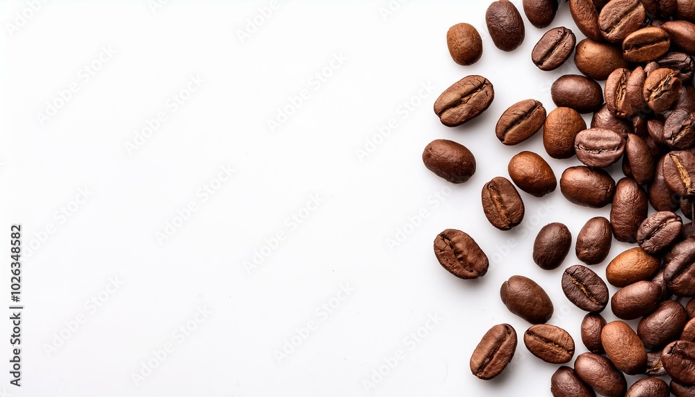 Naklejka premium panoramic coffee beans border isolated on white background with copy space