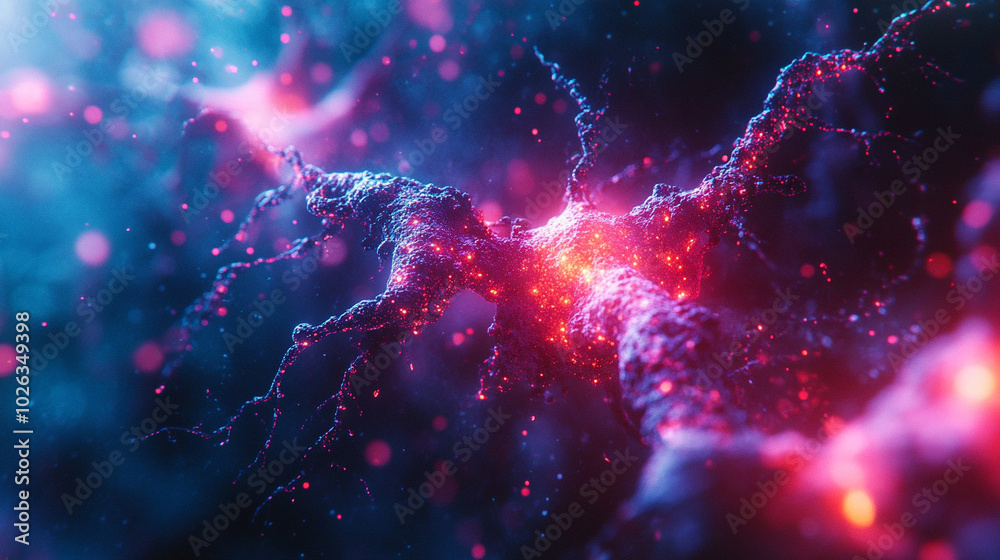 synaptic cleft, showcasing glowing nerve cells interconnected by synapses, symbolizing the intricate communication and connectivity within the nervous system synaptic cleft, showcasing glowing nerve cells interconnected by synapses, symbolizing the intricate communication and connectivity within the nervous system