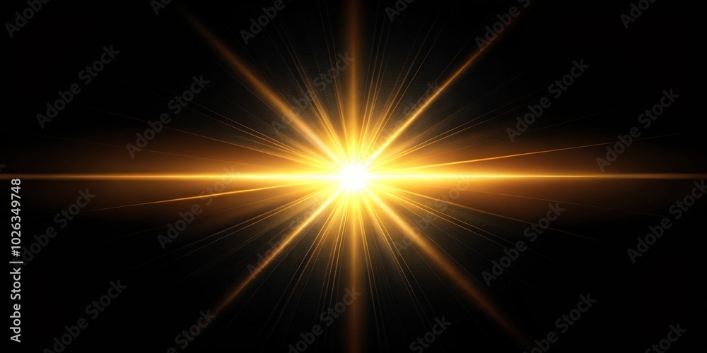 Fototapeta premium Natural sun flare against black background