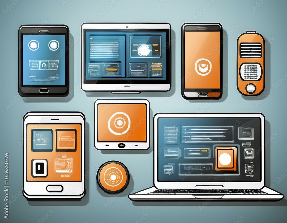 set of modern devices 