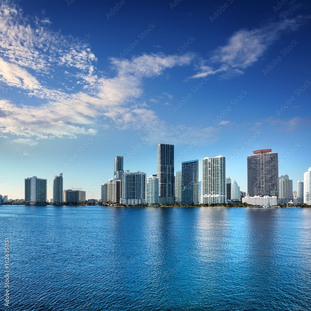 Fototapeta premium skyline miami florida panorama color blue
