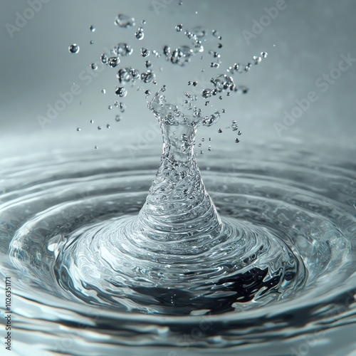 Whirling water funnel at a drain, isolated against a clear backdrop