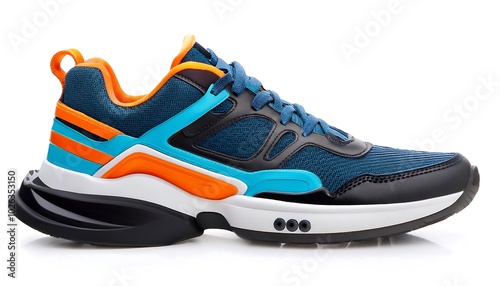 Dynamic teal and orange sneakers, designed for athletic performance and modern style. Experience ultimate comfort and support in these vibrant kicks!