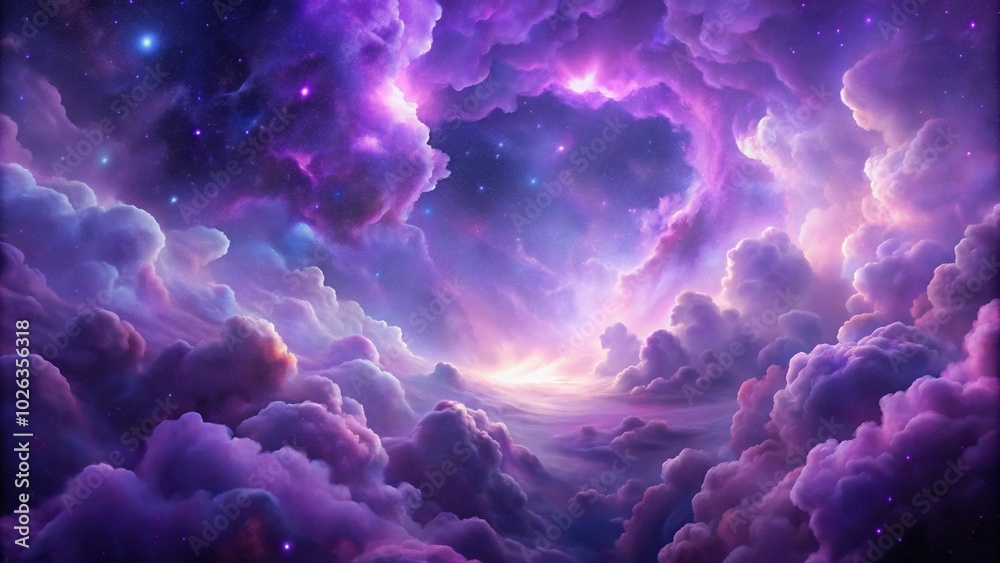 Nebula with stormy violet and purple clouds in space Nebula with stormy violet and purple clouds in space