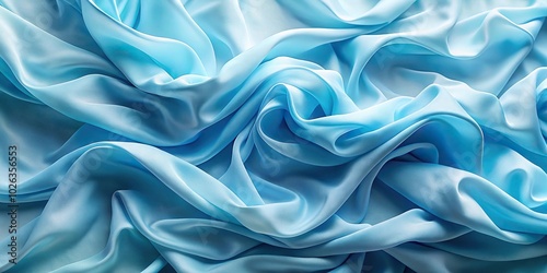 soft flowing fabric, shades of blue, aerial view