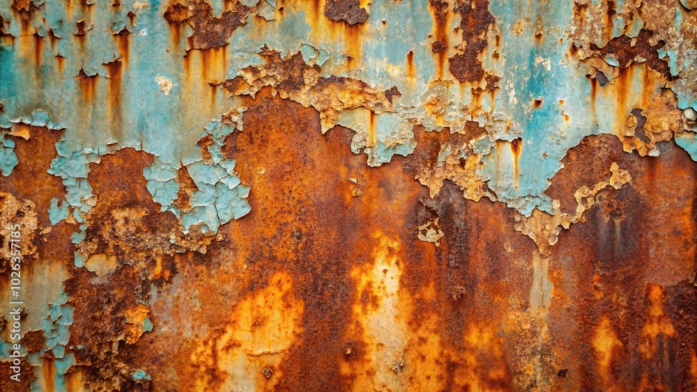 Rust steel surface with chipped paint chunks grudge Panoramic Rust steel surface with chipped paint chunks grudge Panoramic