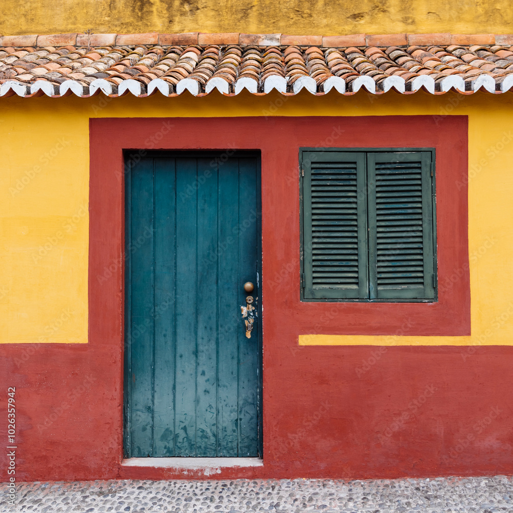 Retro house with colorful facades Retro house with colorful facades