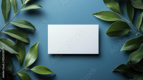 Business card mockup, top view, blank screen, clean design, no text no logo symbol icon photo