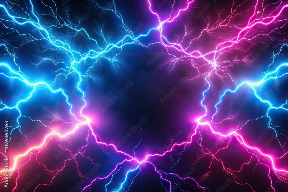 Obraz premium Neon lightnings background with glow effect