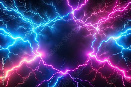 Wallpaper Mural Neon lightnings background with glow effect Torontodigital.ca