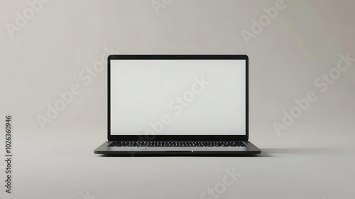 Laptop mockup, open view, white screen, clean and simple, no text no logo symbol icon