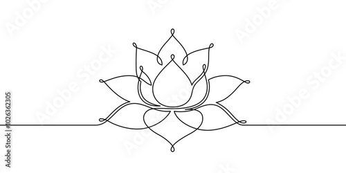 lotus line art continuous line drawing illustration minimalist art
