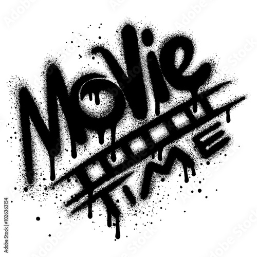Cinema Poster. Movie Placard graffiti with black spray paint. vector illustration.