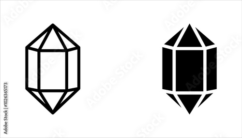 Set of diamonds line in a flat icons style. Abstract black diamond collection icons. vector illustration on white background