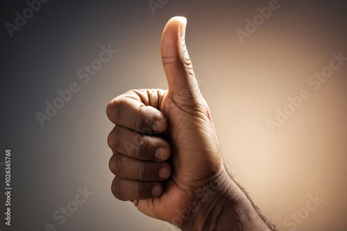 Close-up of hand giving thumbs up for positivity and agreement photo