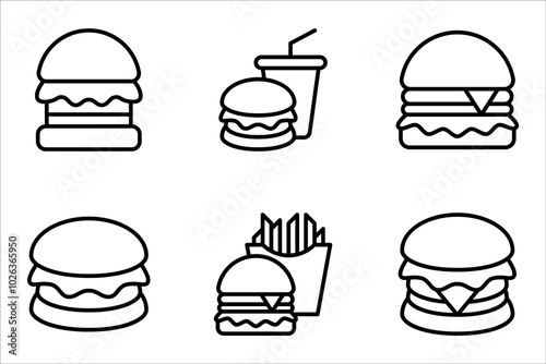 Burger icon set. cheese burger Symbol. vector illustration on white background
