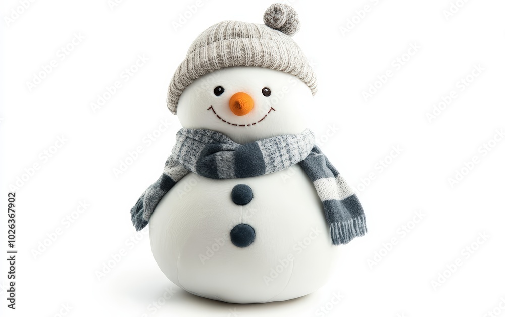 plush toy character snowman on white background plush toy character snowman on white background