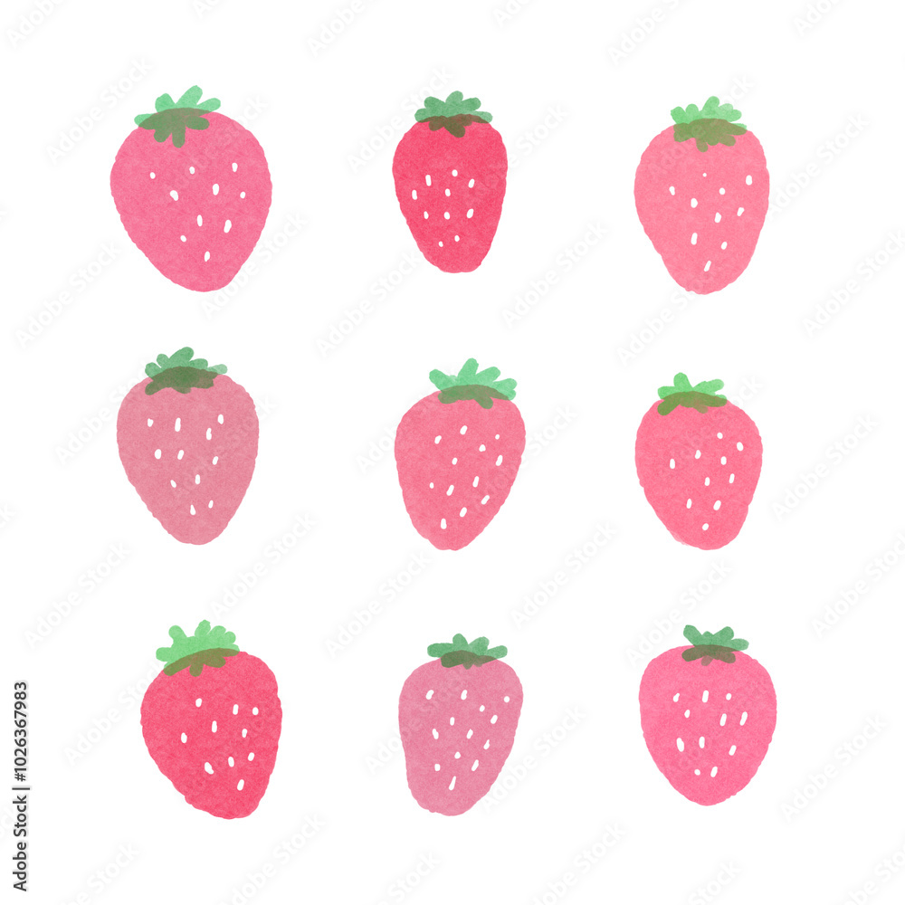 可愛いいちごの手描きイラスト3 可愛いいちごの手描きイラスト3