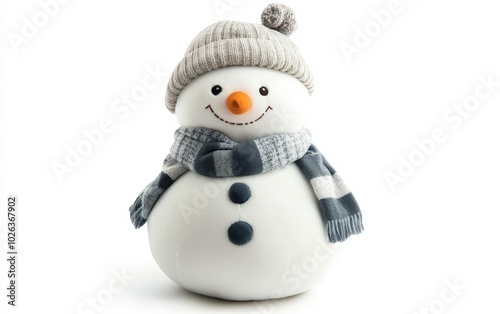 plush toy character snowman on white background 