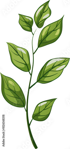 Wallpaper Mural Green leaves on a stem Torontodigital.ca