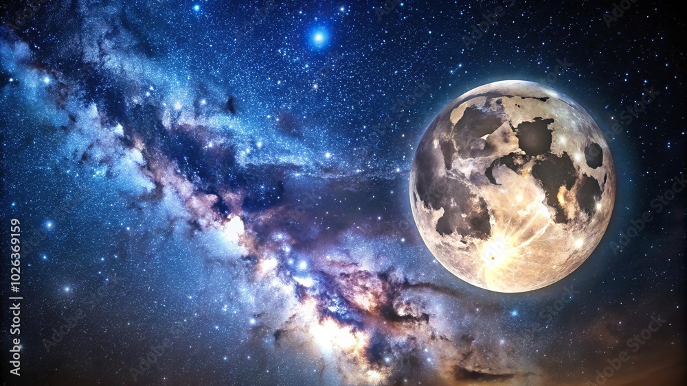 Night sky Milky way full Moon universe constellation