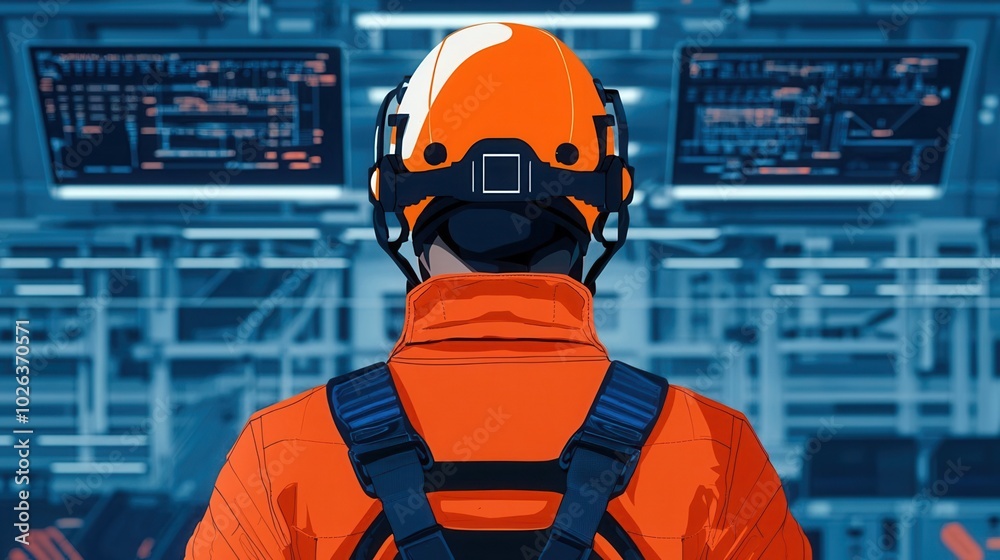 Task pressure concept with worker harness, modern and professional, [showcase , worker , task pressure], ,