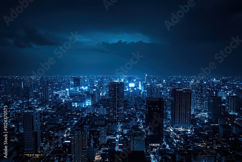 Wallpaper Mural Illuminated modern city skyline at night Torontodigital.ca