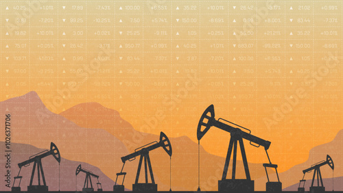 Financial background oil platforms in the desert
