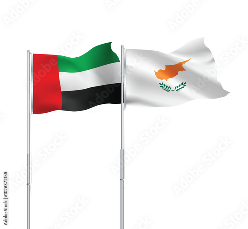 UAE,Cyprus flags together on pole