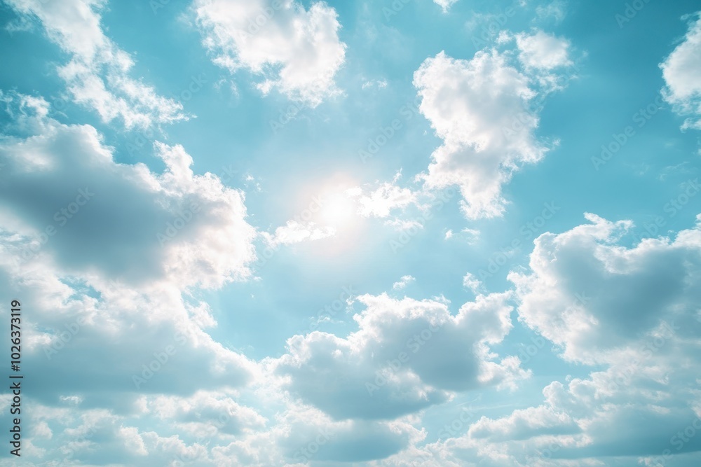 Fototapeta premium Bright Sky with Fluffy Clouds on a Clear Day