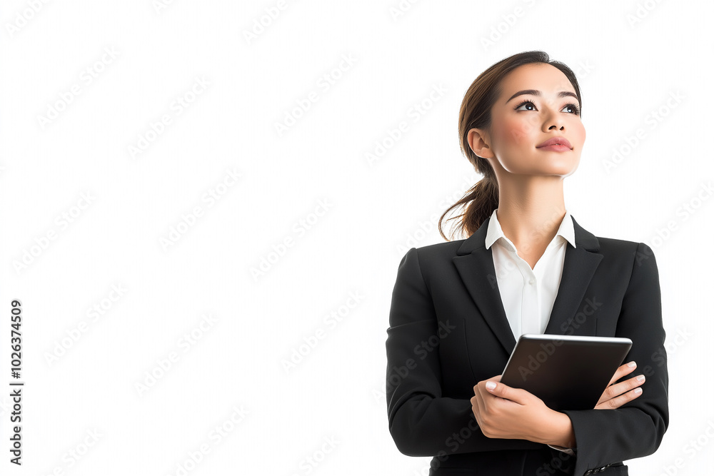 businesswoman, confident manager, employees use digital tablets, modern technology businesswoman, confident manager, employees use digital tablets, modern technology