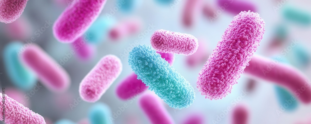 Close-up of bacterial colonies under a microscope, vibrant and diverse strains used for research presentations in microbiology Close-up of bacterial colonies under a microscope, vibrant and diverse strains used for research presentations in microbiology