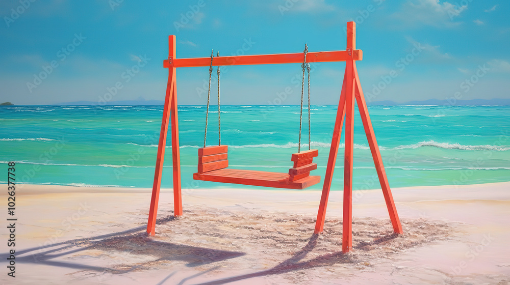 Beachfront Bliss A Charming Swing Swaying by the Sea's Edge Beachfront Bliss A Charming Swing Swaying by the Sea's Edge