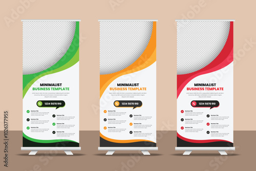 Modern abstract business promotional rollup banner template design with image placeholder