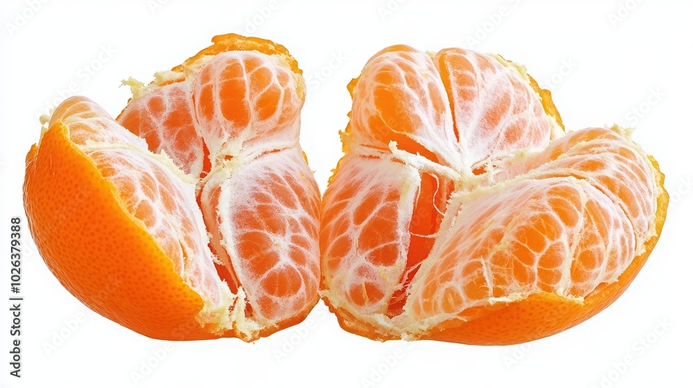 Freshly peeled orange segments displaying juicy, vibrant pieces ready for a healthy snack or delicious dessert. Freshly peeled orange segments displaying juicy, vibrant pieces ready for a healthy snack or delicious dessert.