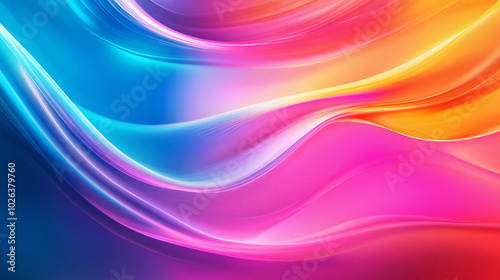 Bright abstract background with smooth gradient waves of neon colors. Generative AI