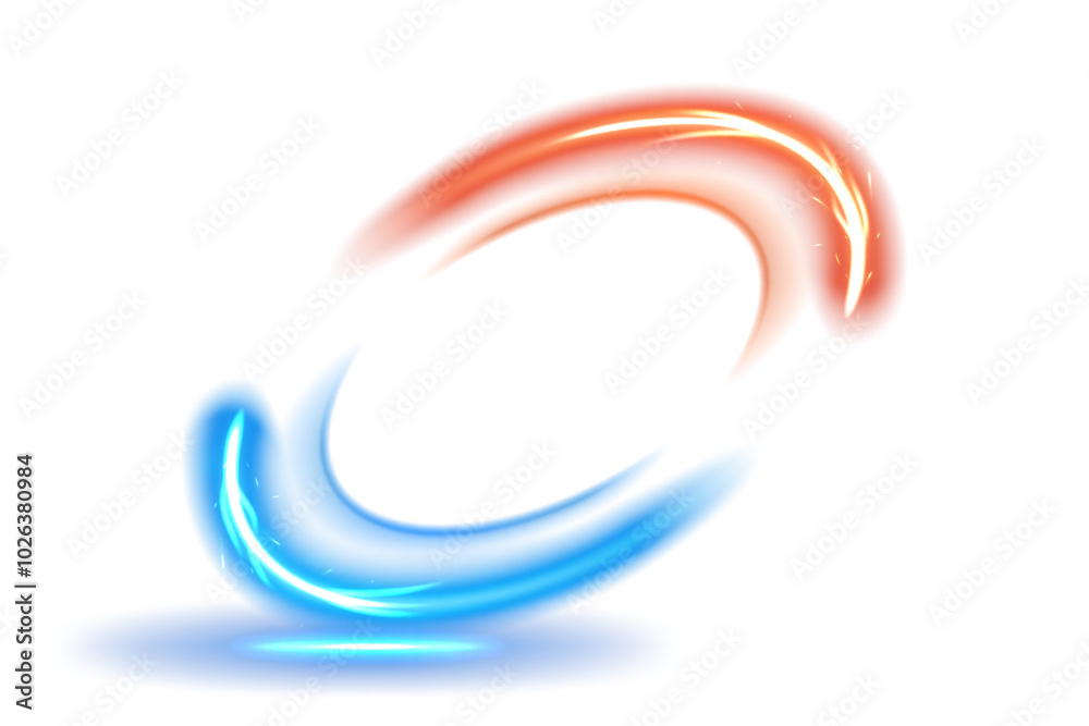 Obraz premium Abstract Red and Blue Circle Light Effect Isolated on White Background, Vector Illustration